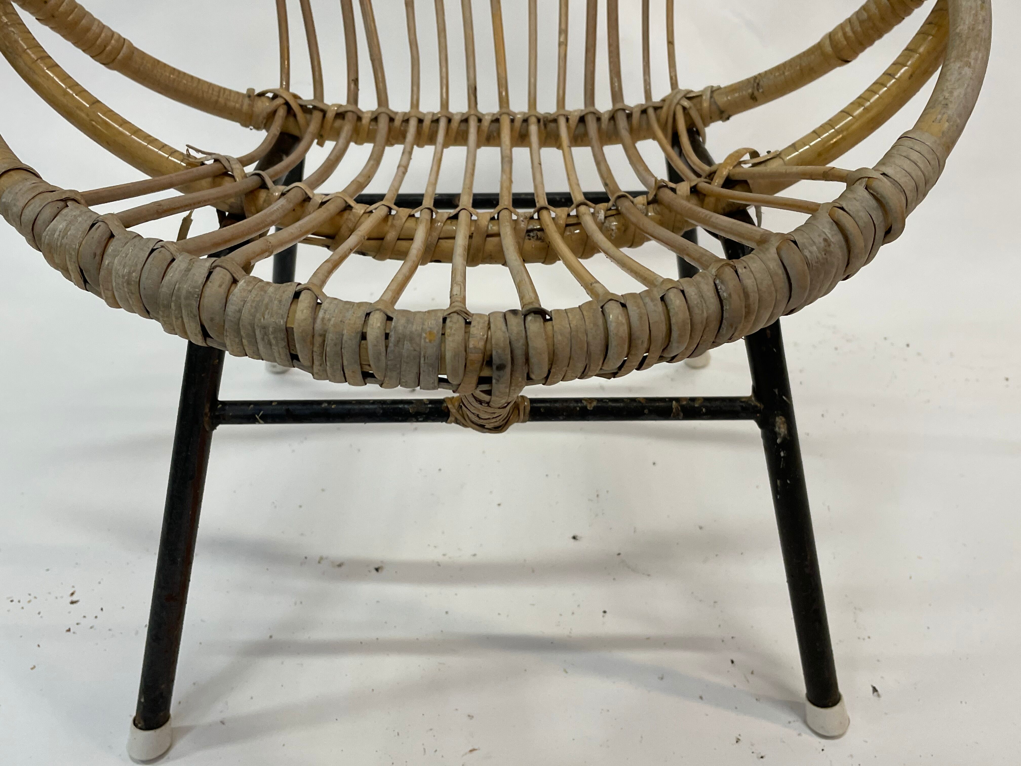 Vintage rattan chair by Dirk van Sliedregt Rohe Noordwolde 1960 in the Netherlands