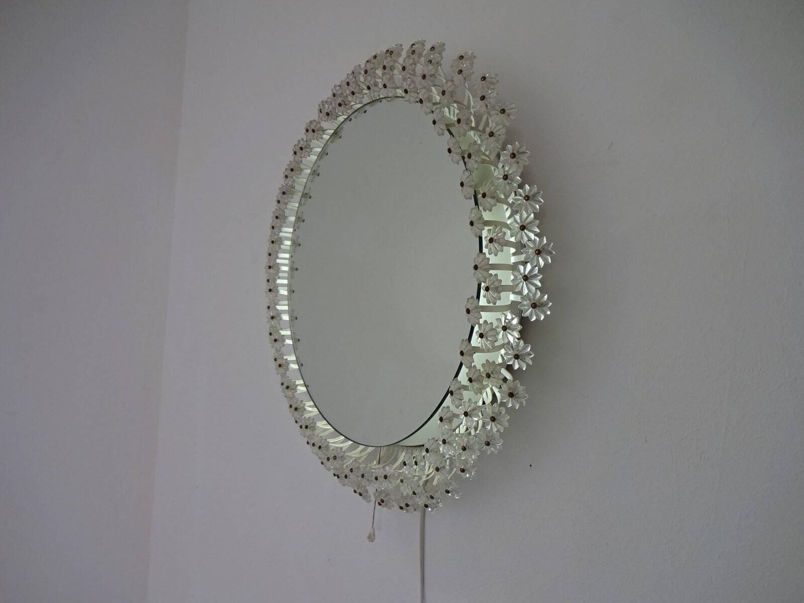 Austrian Illuminated Flower Mirror, 1960s