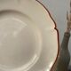 12 white old flat plates with brown fillet