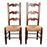 Pair of folk art chairs, France, mid-20th century