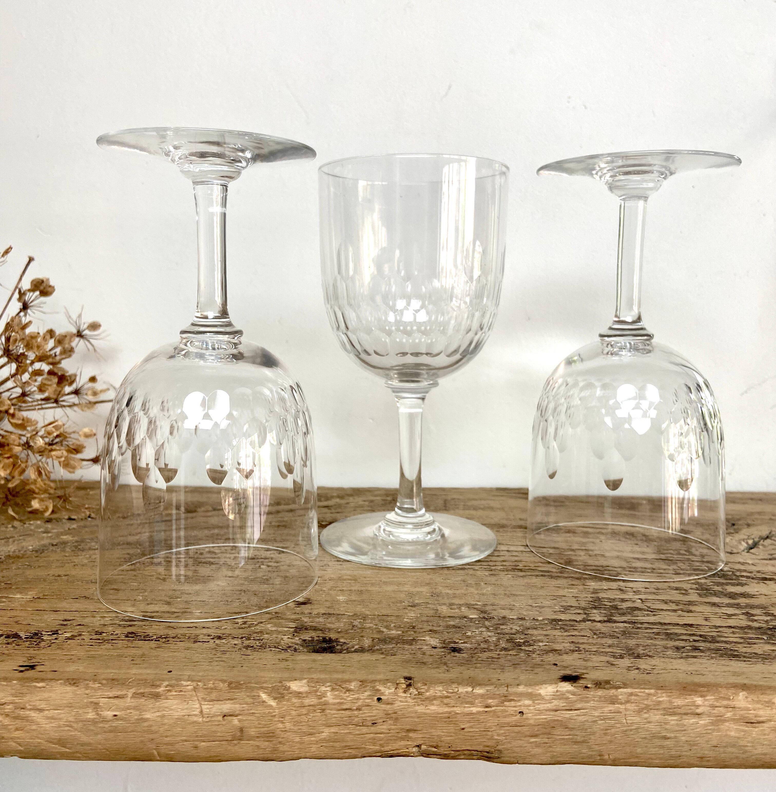 6 vintage cut crystal glasses