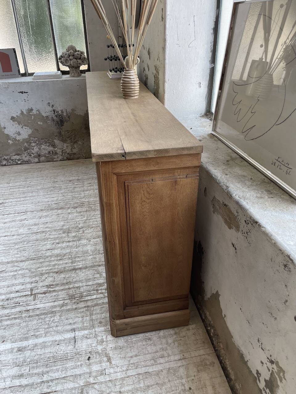 Oak sideboard with glass doors