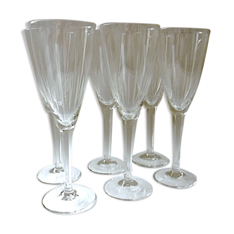 Suite of six champagne in Crystal flutes