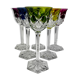 Val Saint Lambert, 6 coloured crystal Roemer glasses, 19 cm