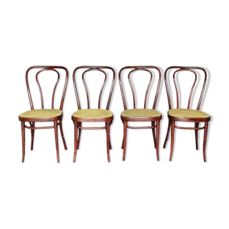 Set de 4 chaises bistrot cannées Sautto et Liberale-Naples - vers 1950