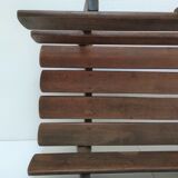 Solid wood log basket with vintage slats