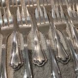 12 silver-plated metal cake forks by Ercuis silversmiths, Contours pattern