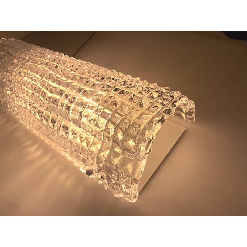 Set of Two "Crocodile" Transparent Murano Glass Wall Sconces