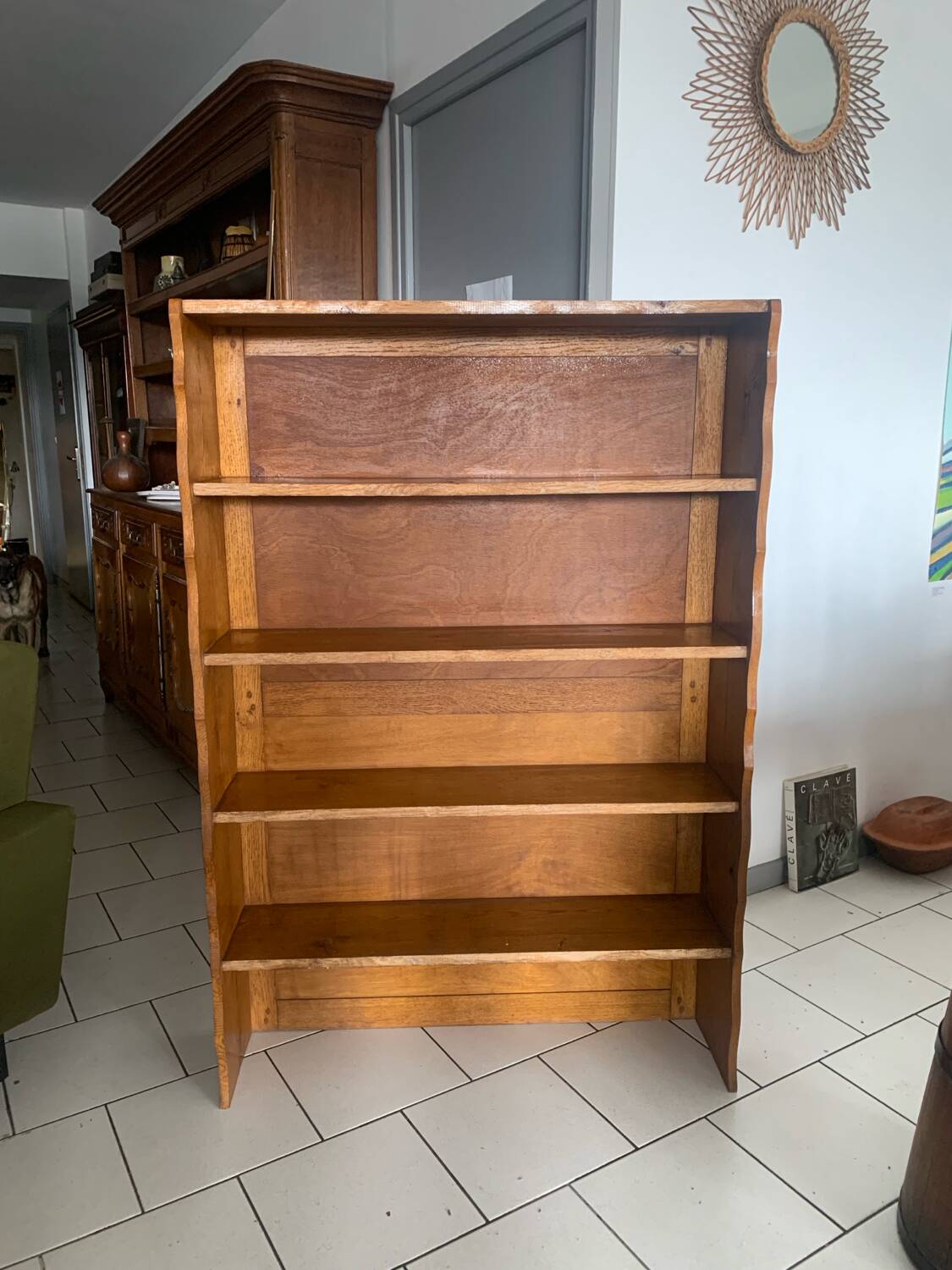 Vintage brutalist oak bookcase