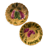 Pair of Sarreguemines slipware plates