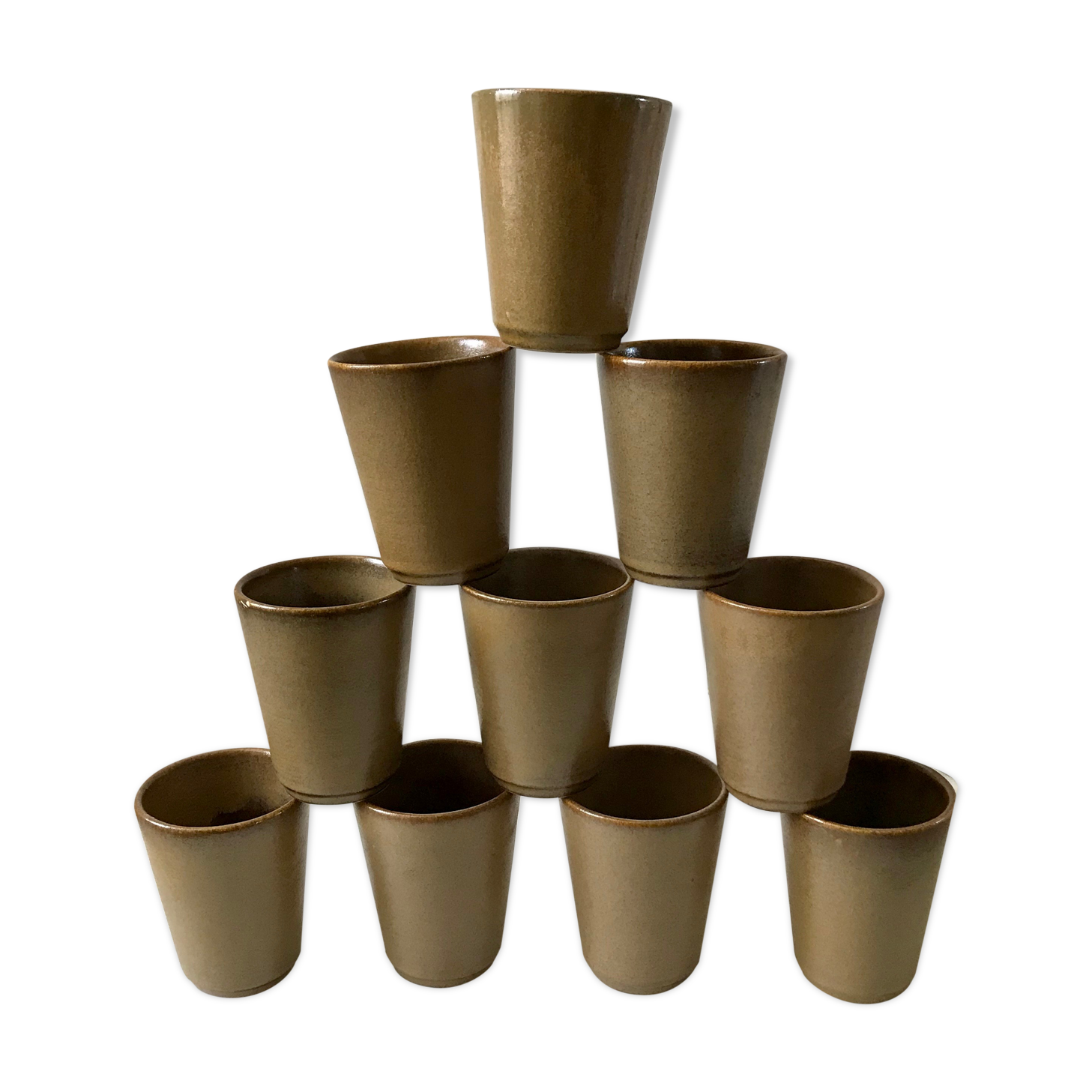 Set of 10 sandstone glasses Digoin Sarreguemines 70s