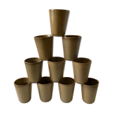 Set of 10 sandstone glasses Digoin Sarreguemines 70s