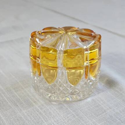 Boîte en cristal ambre et transparent Val Saint-Lambert Art déco