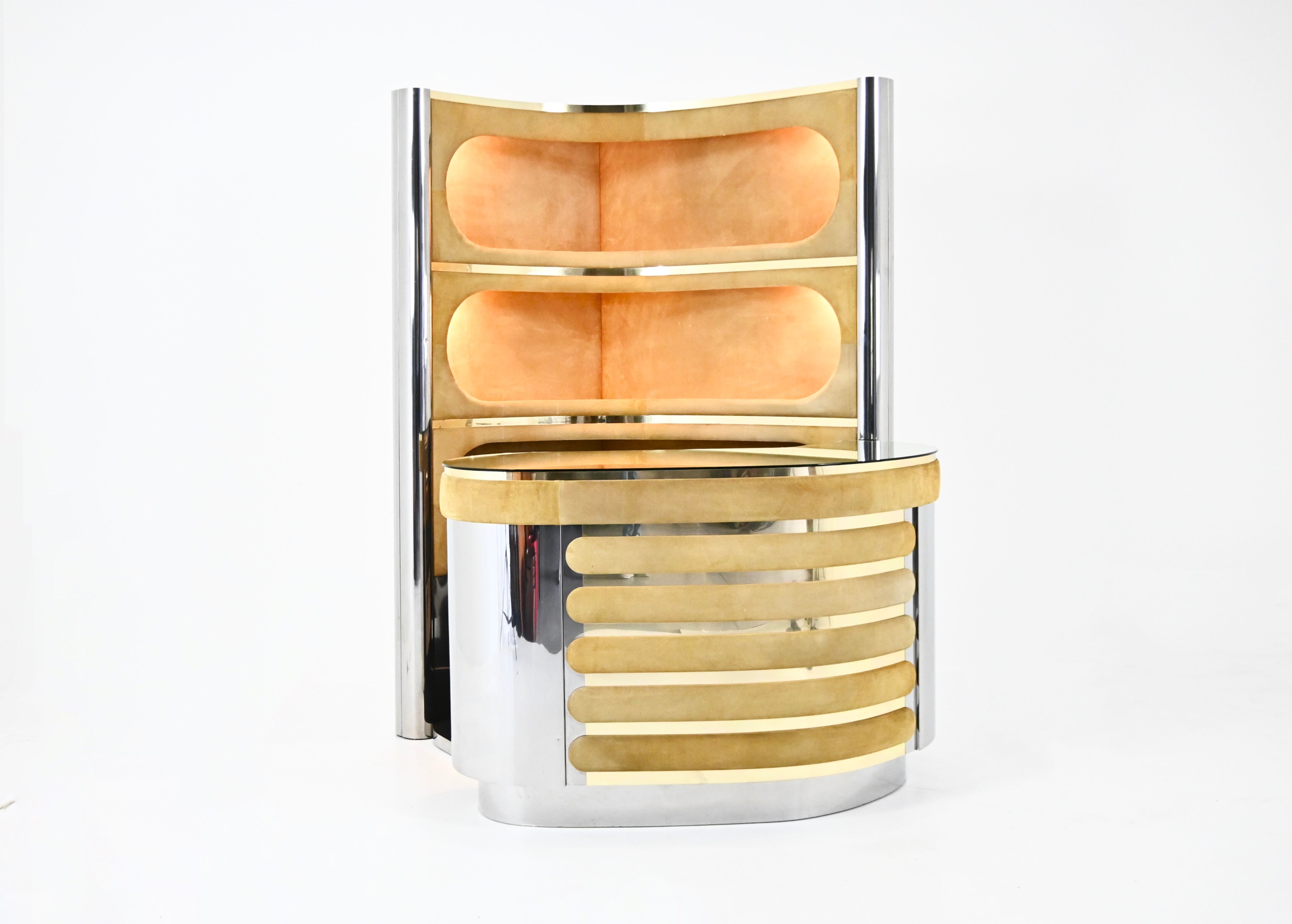 Bar set attributed to Willy Rizzo, 1970s.