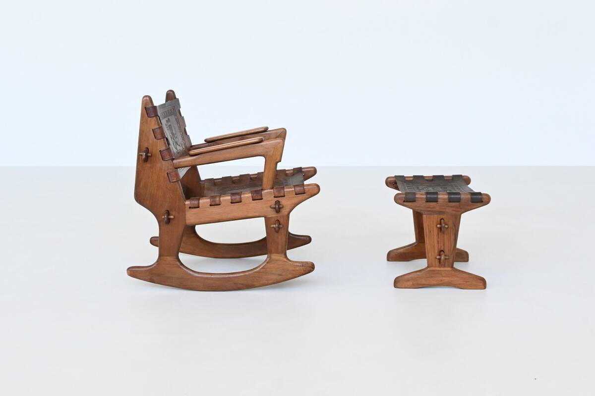 Angel Pazmino rocking chair and hocker Muebles de Estilo Ecuador 1960