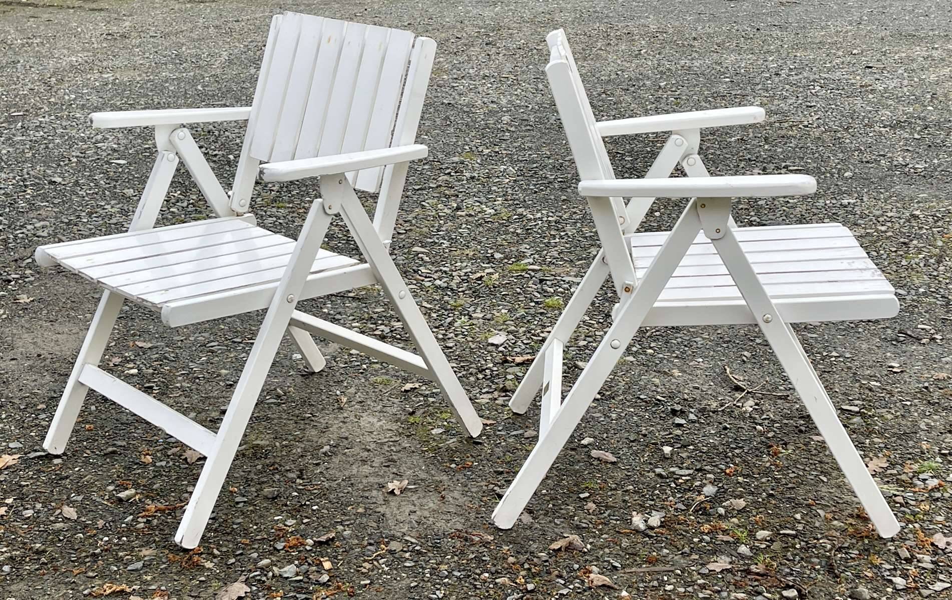 Pair of wooden garden armchairs from the 1960s from the youpy brand