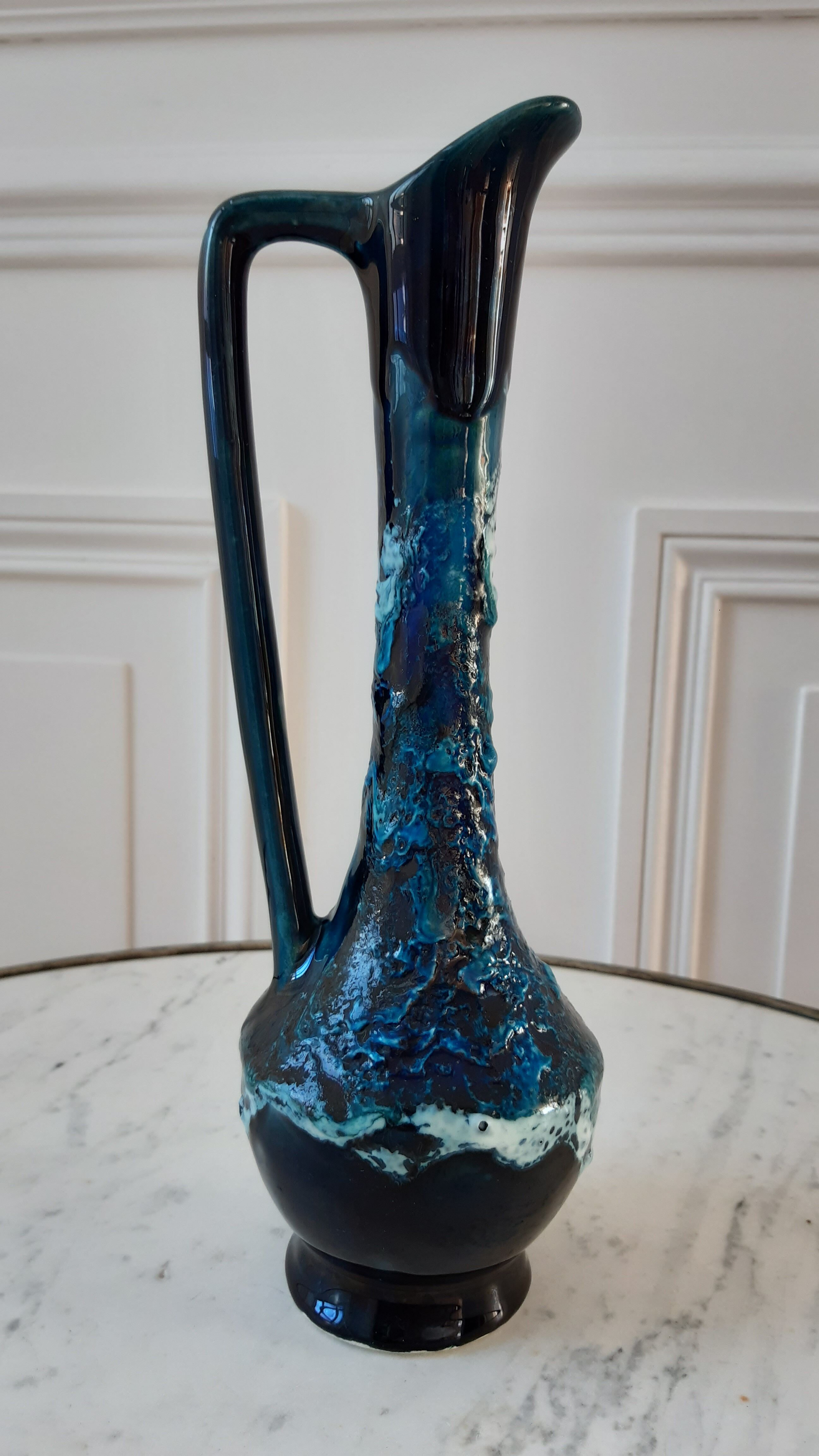 Fat Lava blue ceramic vase 60s