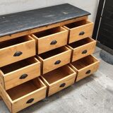 Furniture with drawers waxed pine above black top three tablets furniture of trade