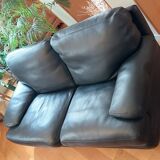 Roche Bobois black leather sofa
