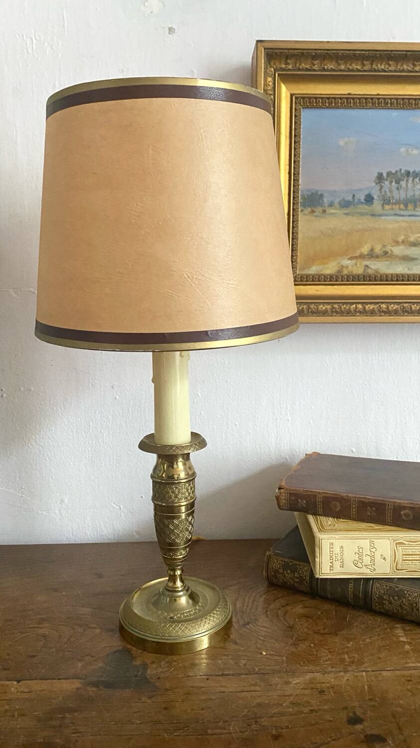 Brass candlestick style lamp