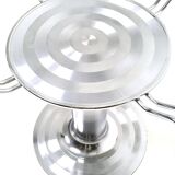 Postmodern Chromed Metal Dining Table with a Round Tempered Glass Top, Italy