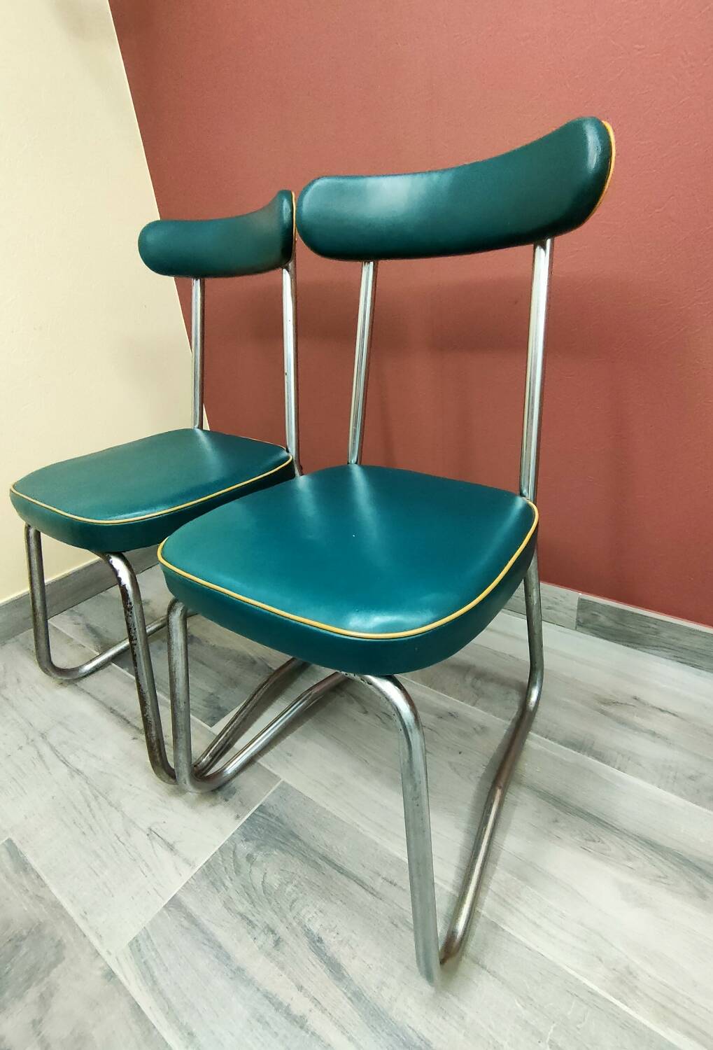 Pair of industrial office chairs