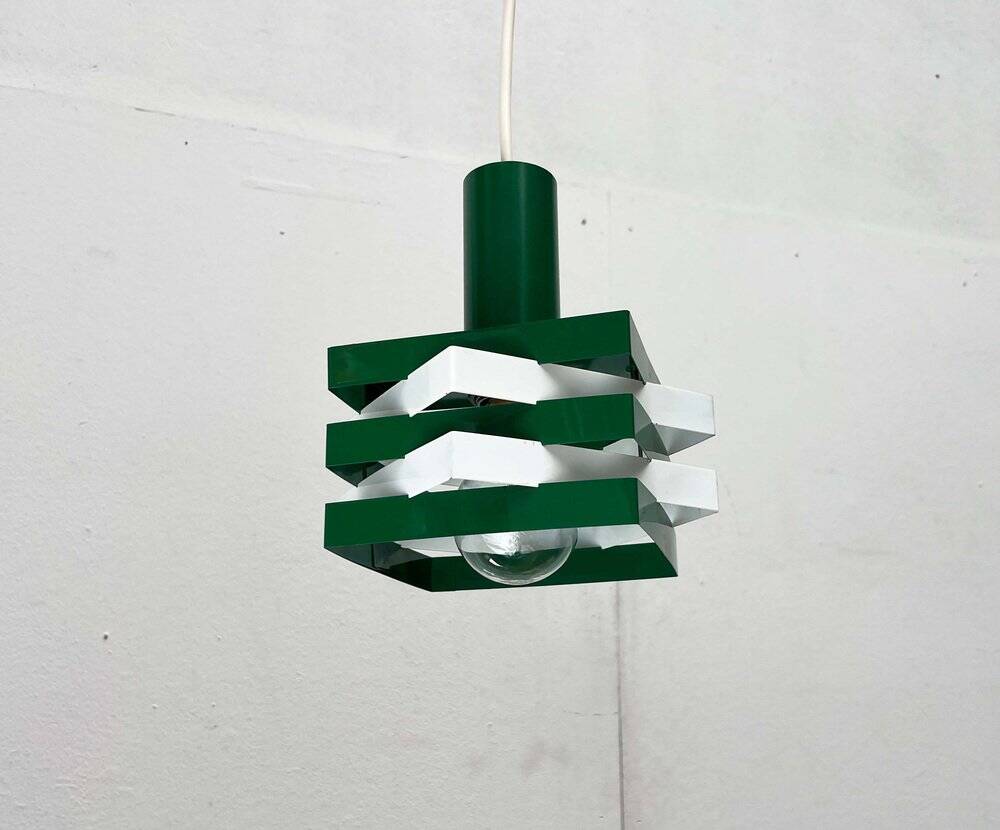 Modern metal lamella pendant lamp from the mid-century in the style of J. J. M. Hoogervorst for Anvia, 1960s.