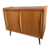 Vintage storage cabinet sliding doors feet compass