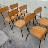 Set of 6 wooden and iron chairs