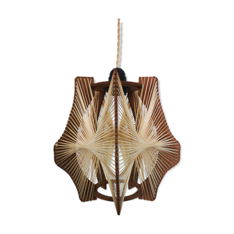 Scandinavian vintage suspension in wood and stretched wires