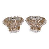 Set of 2 vintage molded glass candle holders
