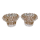 Lot de 2 bougeoirs vintage en verre moulé