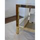 Gold metal coffee table with two glass and mirror trays 70