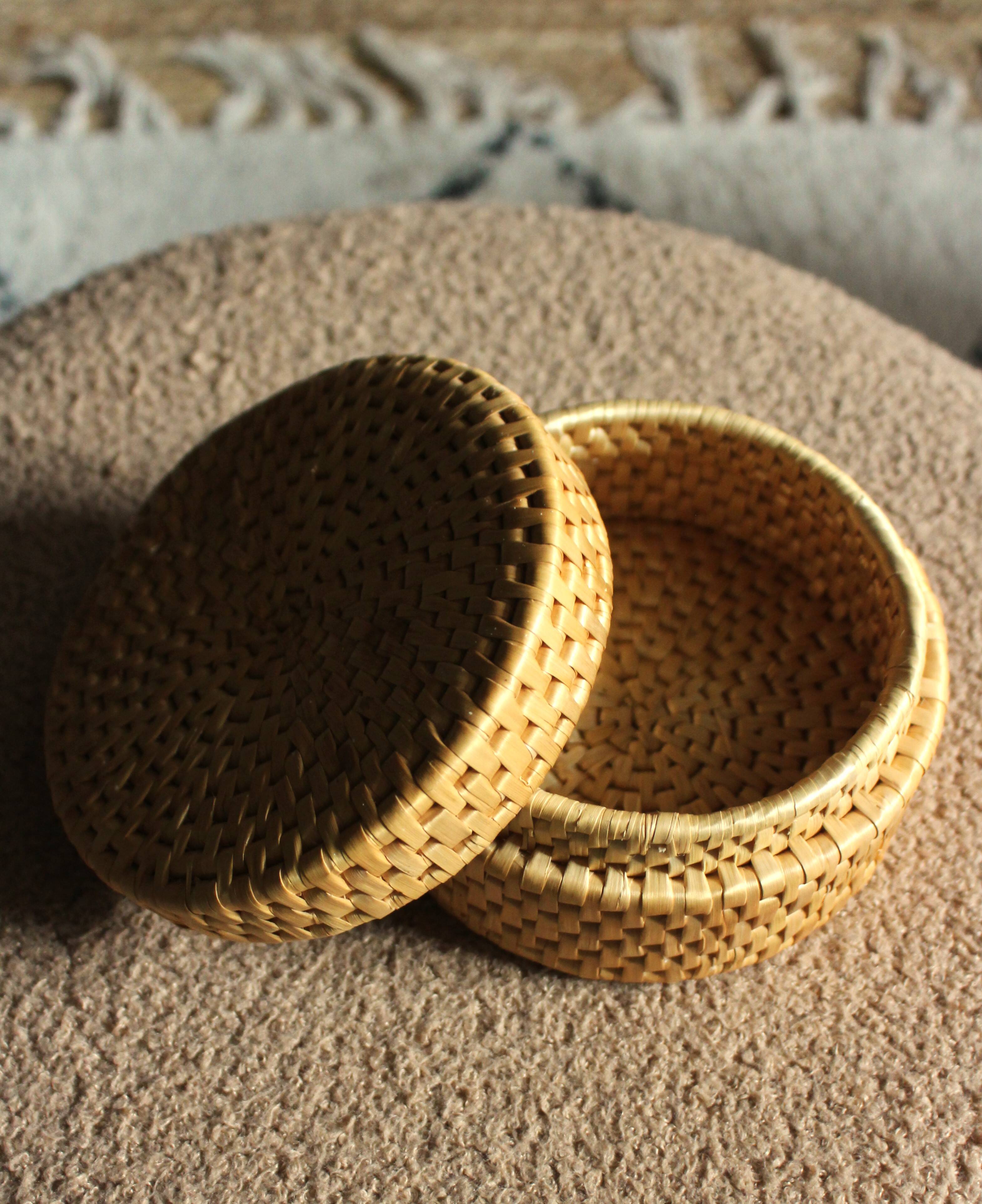Vintage wicker round basket box