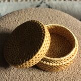 Vintage wicker round basket box