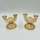 Pair of Empoli amber glass chandeliers in Art Deco style