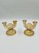 Pair of Empoli amber glass chandeliers in Art Deco style