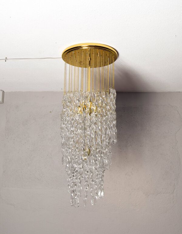 Lustre en verre de Murano et laiton en forme de spirale Italie années 70