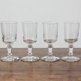 4 verres à vin blanc anciens à pied balustre en verre du XIXe