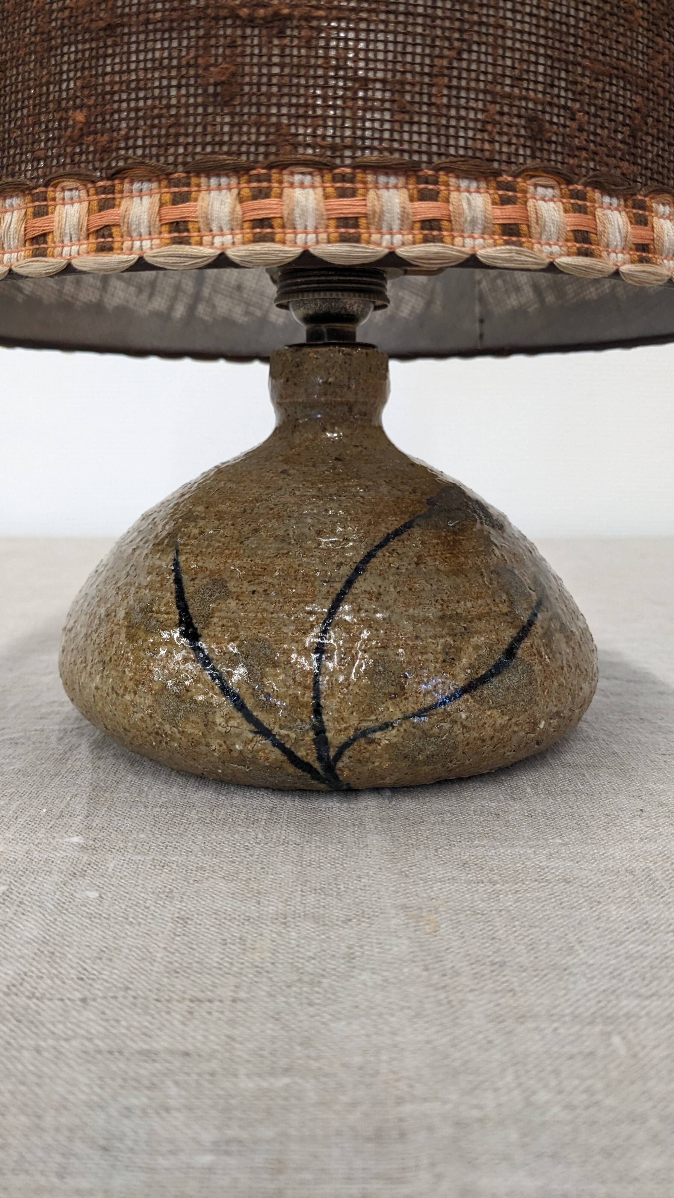 Vintage bedside lamp in glazed sandstone from the 50s/60s