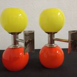 Pair of sconces from the 70s in opaline