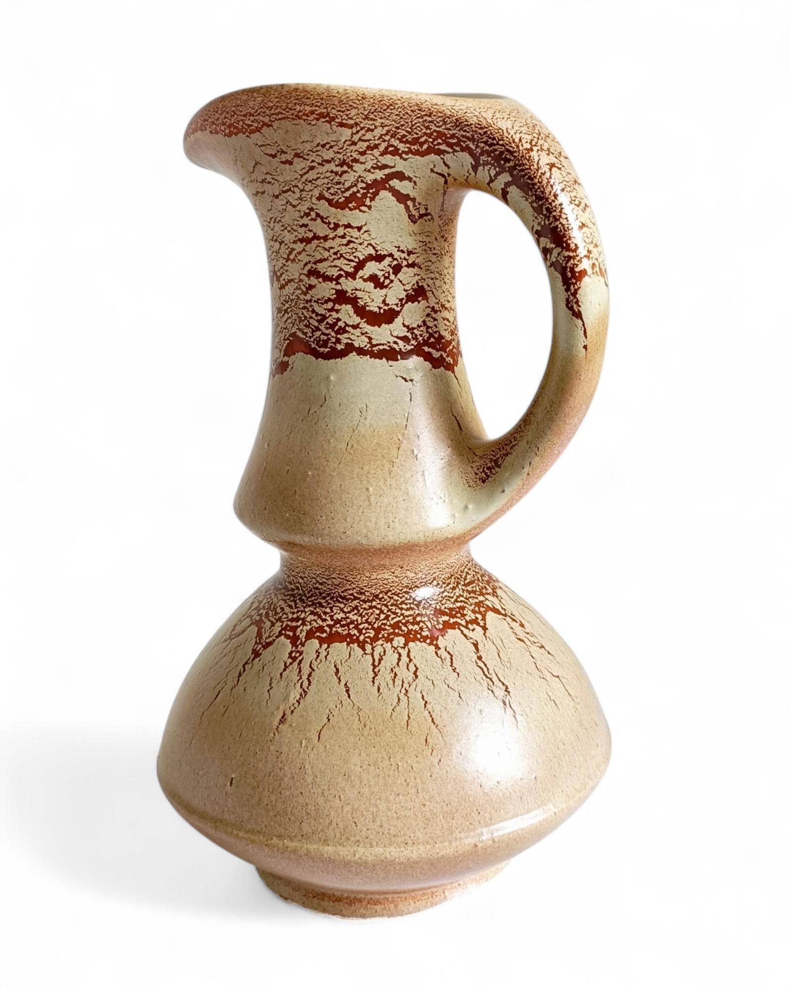 Mid-Century Ceramic Jug Vase by Roberto Rigon for Bertoncello, Signed, 1960s