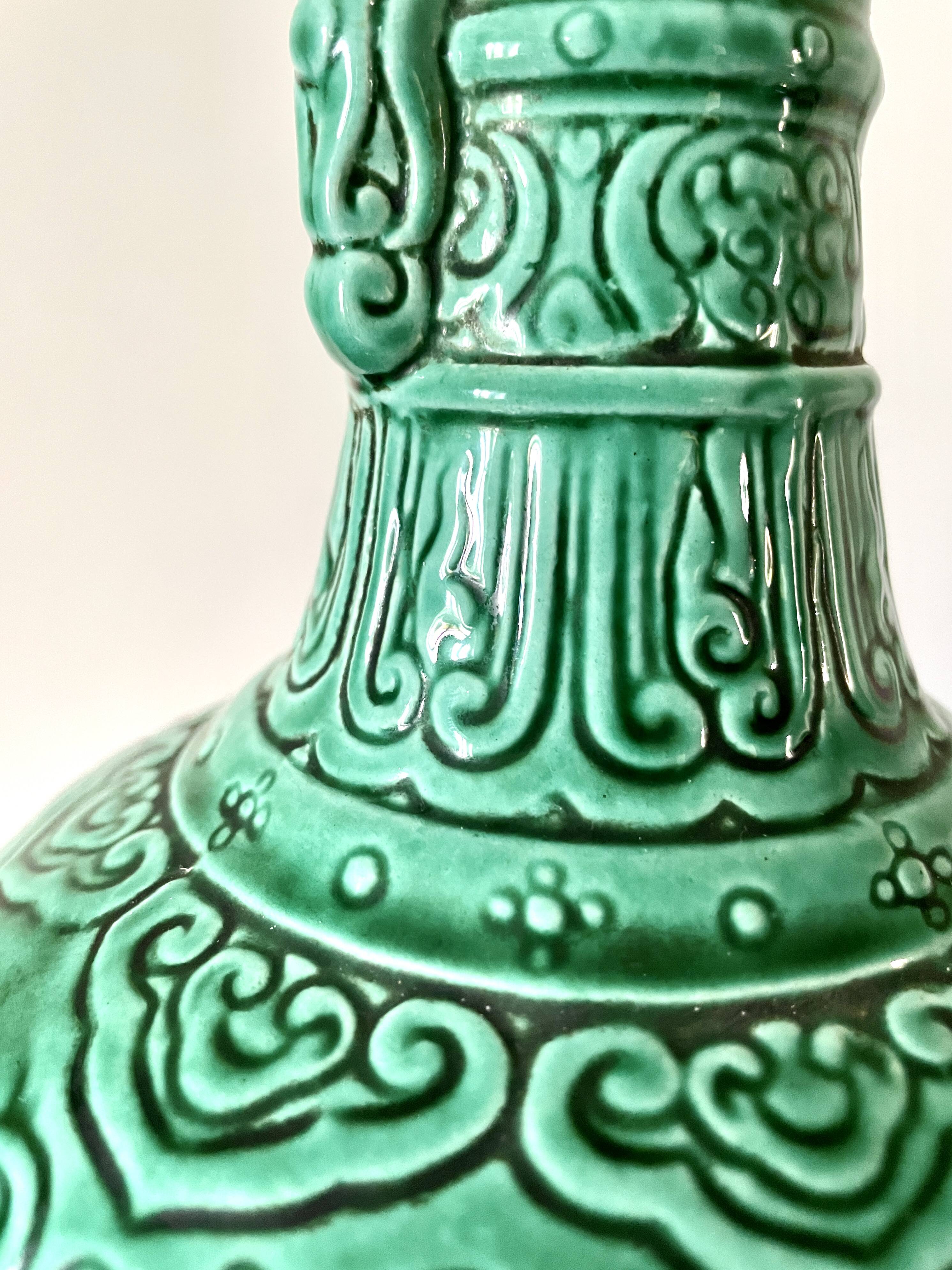 Mint green glazed ceramic lamp base