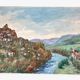 Oil painting on canvas castle signed vintage