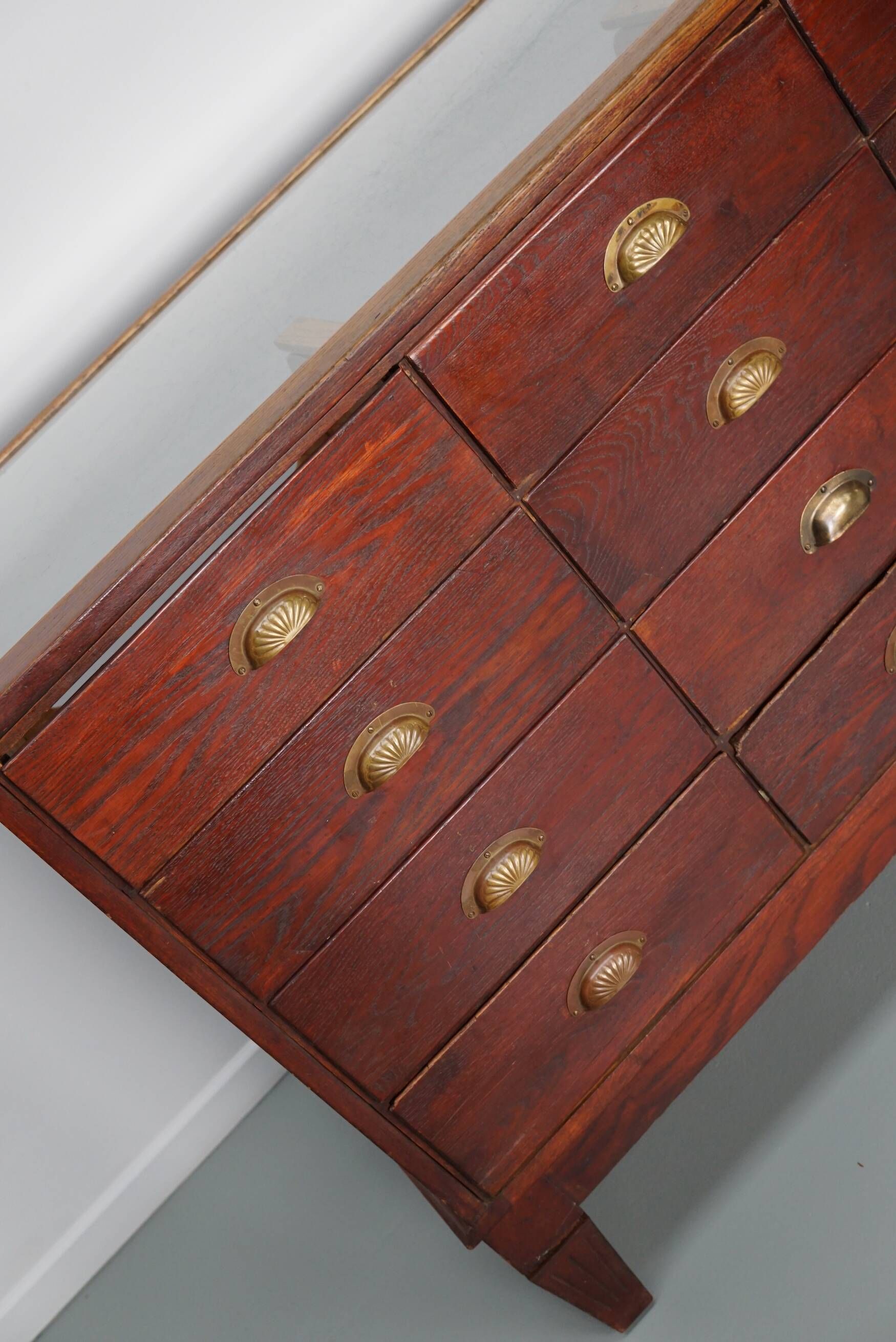 Antique English oak and glass counter/display cabinet, circa 1920-1930
