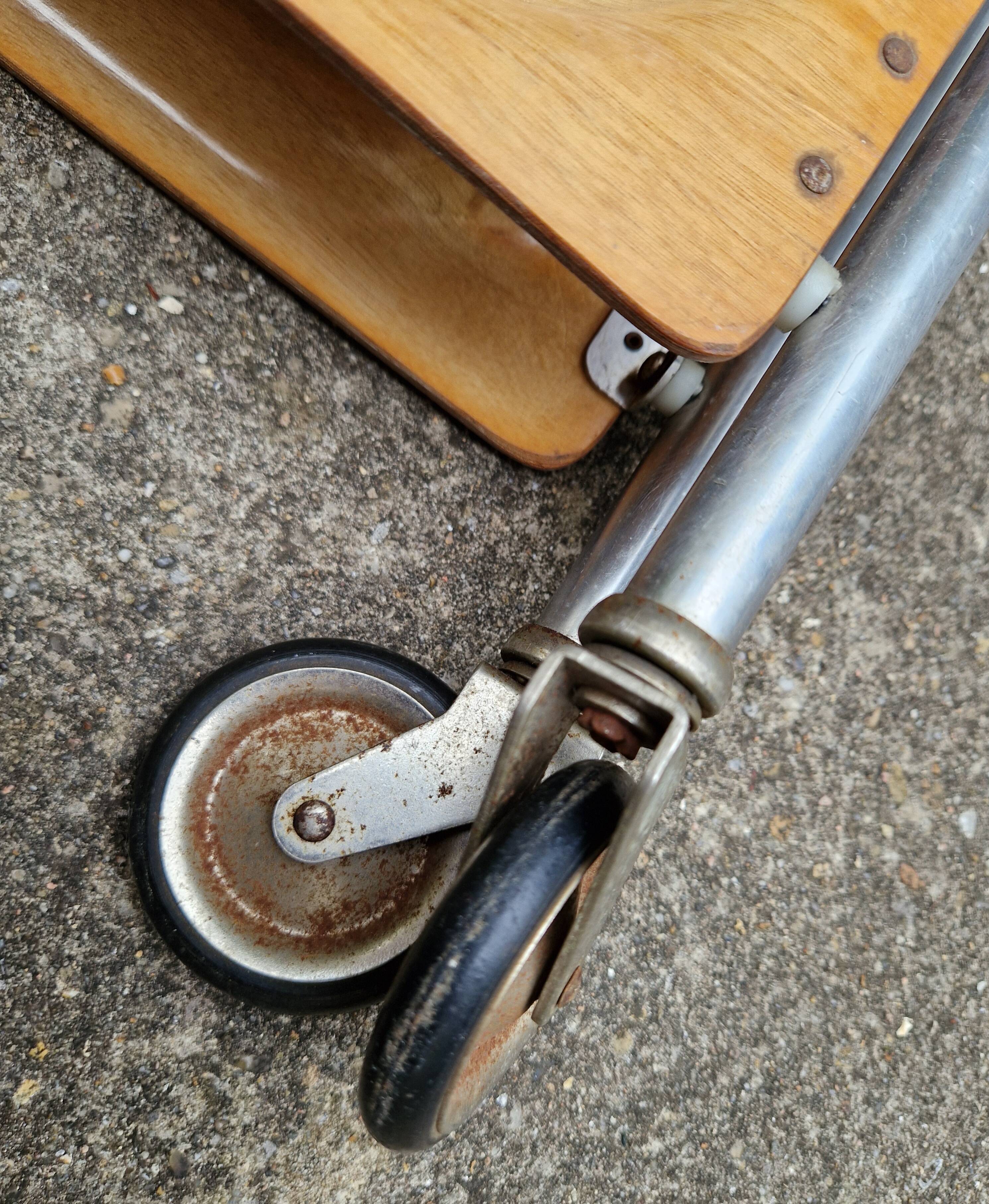 Vintage Textable folding rolling serving cart from the 1960s-70s