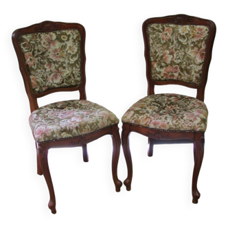 Pair of floral chairs Louis XV style
