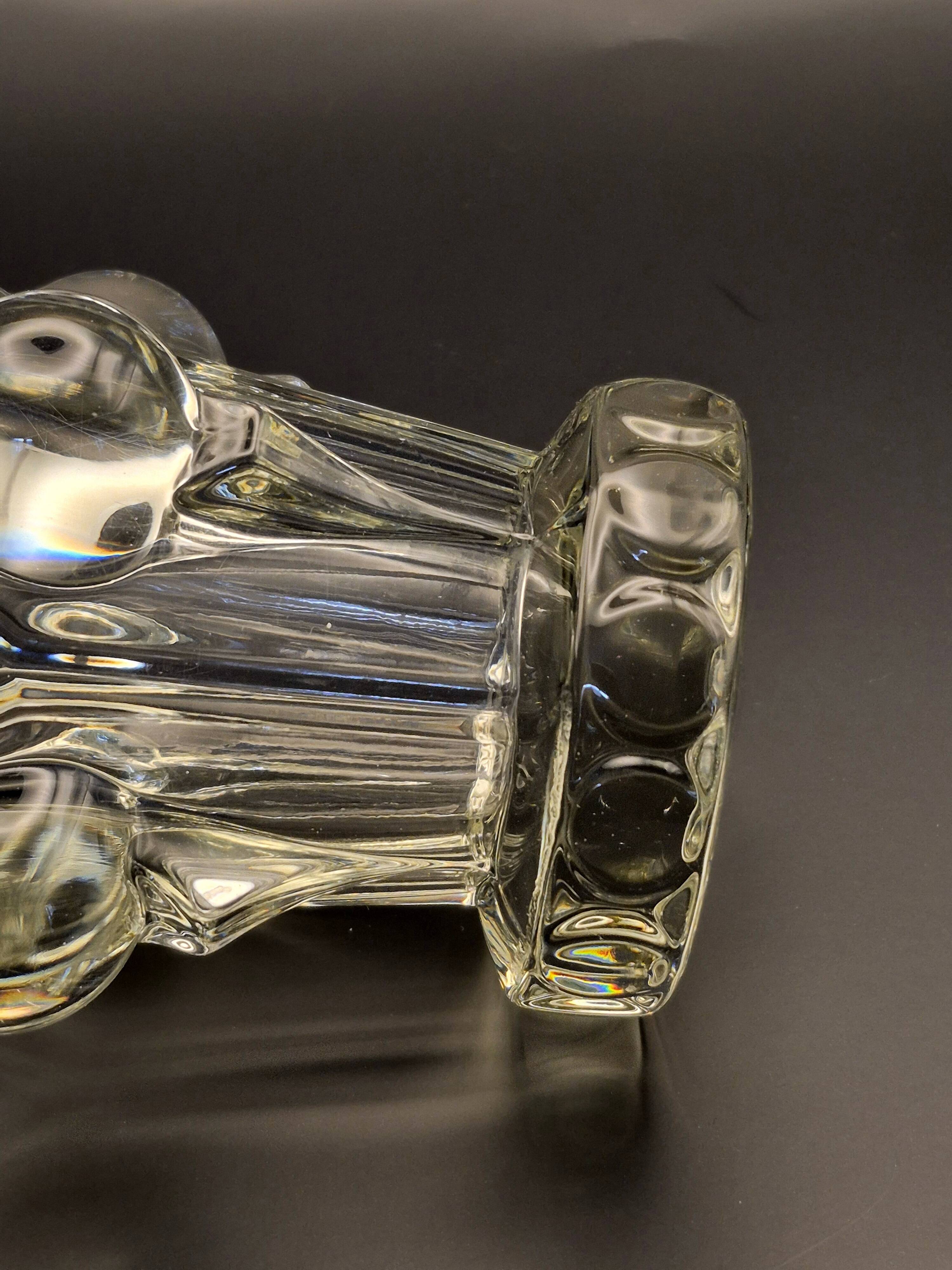 Vintage thick moulded glass/crystal vase Sculptural design Art Deco