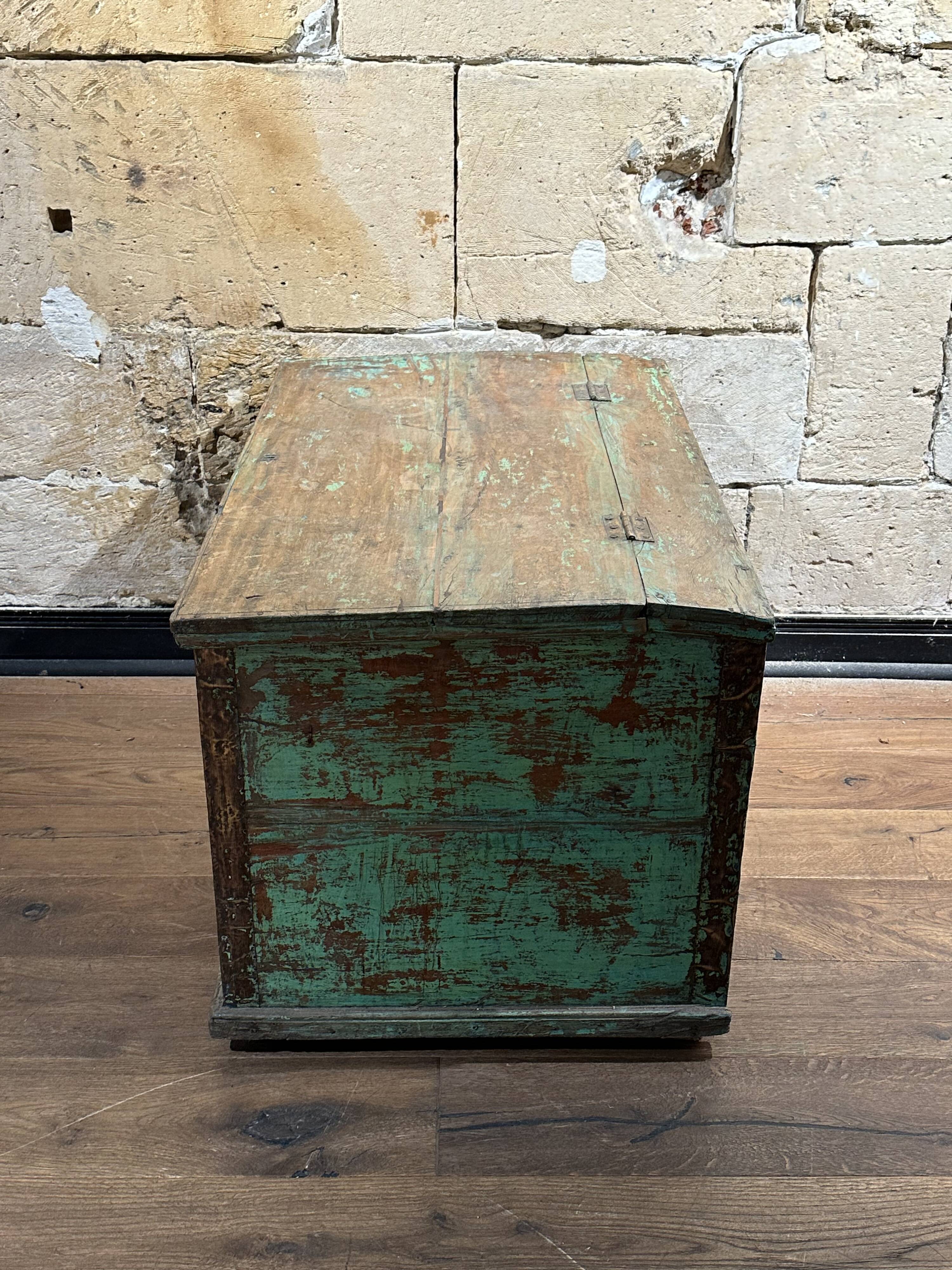 Indian chest opening from above with interior compartment, unique piece