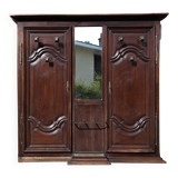 Large wooden coat rack 2 doors antique